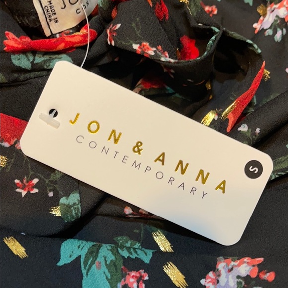 Jon & Anna Black Multi Color Floral 3/4 Sleeve Top - Picture 9 of 10